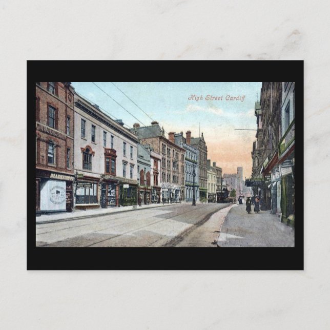 Carte postale ancienne, High Street, Cardiff (Devant)