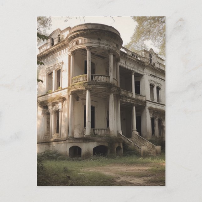 Carte Postale Ancienne Maison Blanche Abandonnée (Devant)