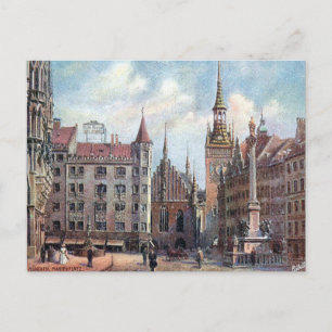 Carte postale ancienne - Marienplatz, Munich.