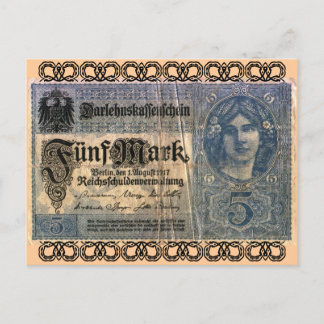 Carte Postale Ancienne Monnaie: 5 Mark allemands