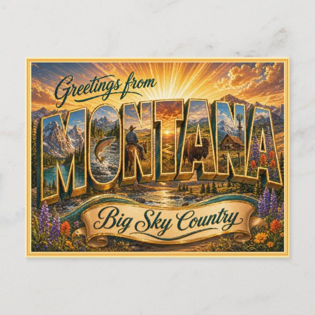 Carte postale ancienne Montana salutation de (Devant)