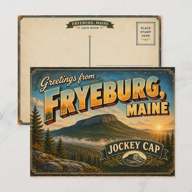 Carte postale ancienne panoramique de Fryeburg Mai (Devant / Derrière)