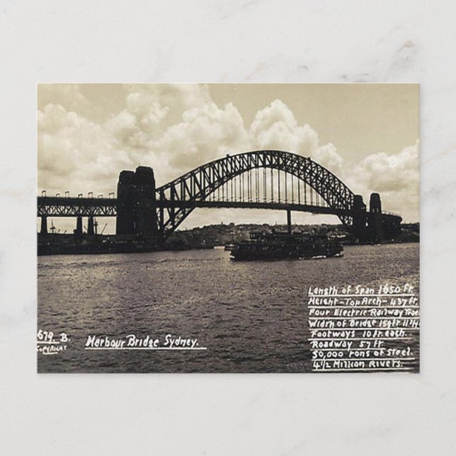 Carte postale ancienne - Pont de Sydney Harbour (Devant)