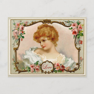 Carte postale ancienne reproduction de jolie dame