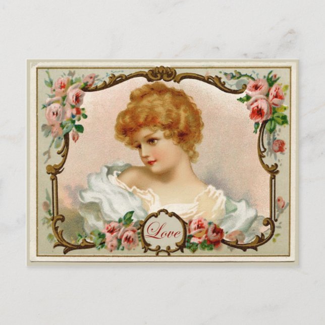 Carte postale ancienne reproduction de jolie dame (Devant)