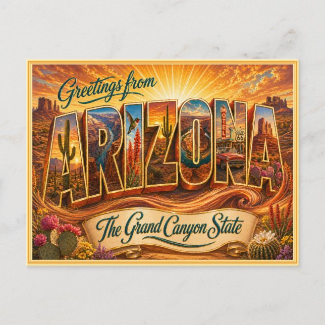 Carte postale ancienne : Salutation d'Arizona (Devant)