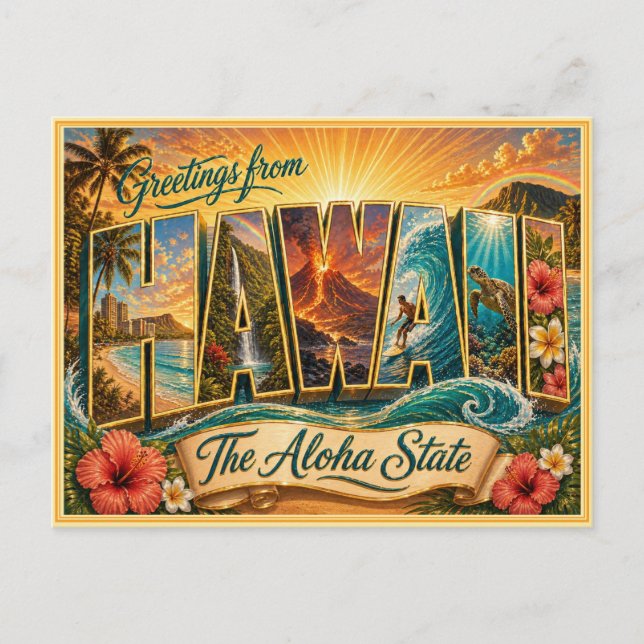 Carte postale ancienne : Salutation d'Hawaï (Devant)