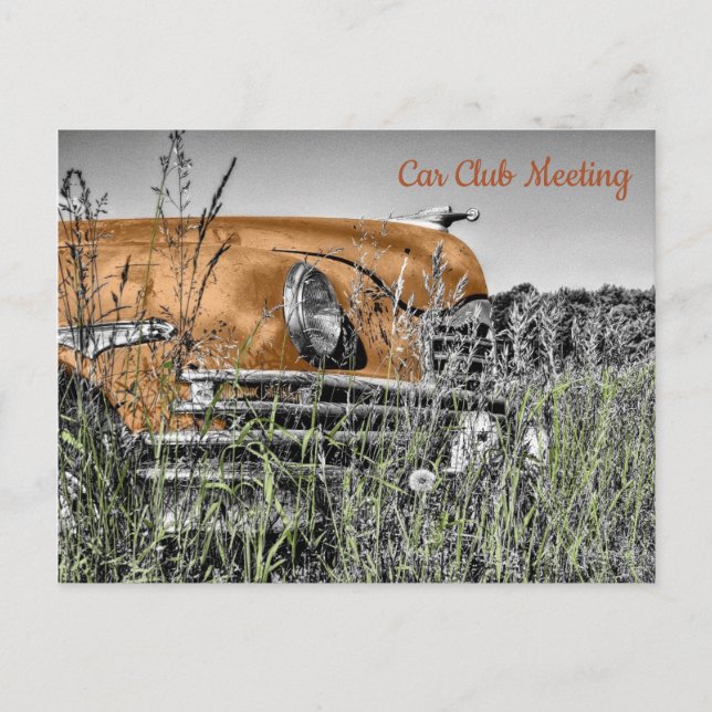 Carte Postale Ancienne voiture de cuivre abandonnée dans une car (Devant)