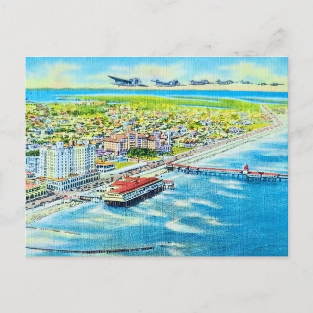 Carte postale ancienne vue aérienne de Galveston (Devant)
