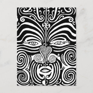 Carte Postale Ancient Maori Moko tribal tatouage.