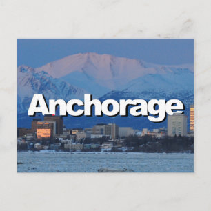 Carte Postale Ancrage Alaska Skyline avec Anchorage dans le ciel