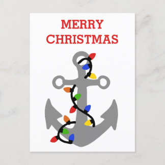 Carte Postale Ancre avec lumières de Noël Nautique