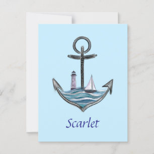 Carte Postale Ancre et phare personnalisables (version 1)