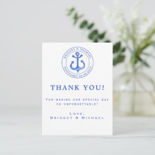 Carte Postale Ancre Nautione Bleue   Remerciements de Mariage