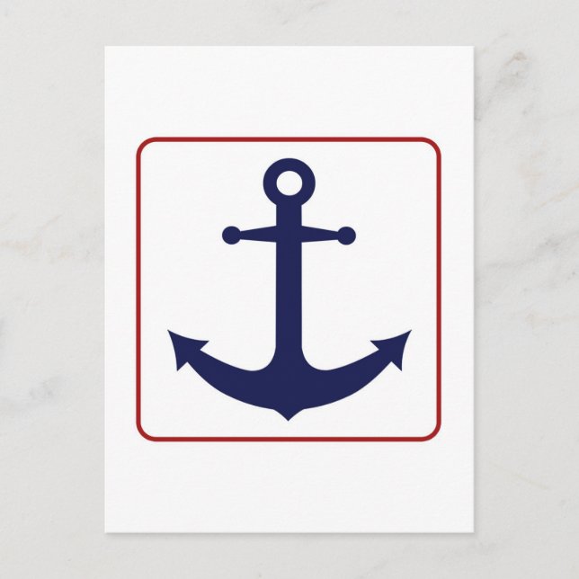 Carte Postale Ancre nautique - Blanc rouge et Bleu (Devant)