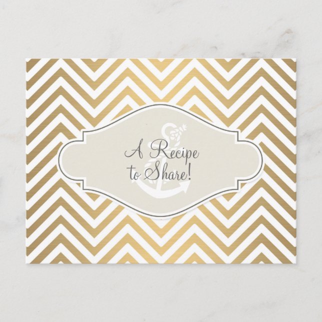 Carte Postale Ancre nautique moderne Preppy Chevron Stripe (Devant)