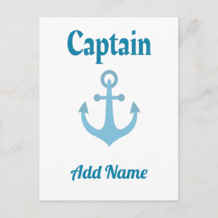 Carte Postale Ancre personnalisée du capitaine de bateau
