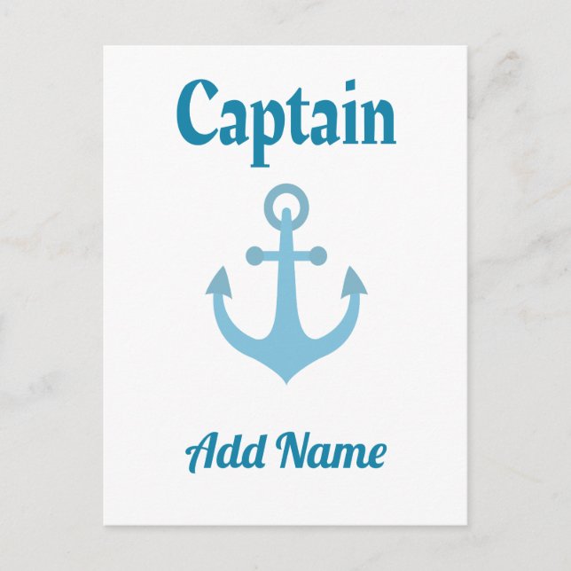 Carte Postale Ancre personnalisée du capitaine de bateau (Devant)