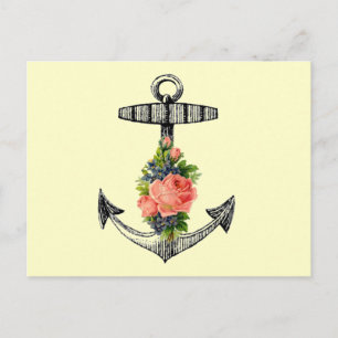 Carte Postale "Ancre Vintage et Roses"