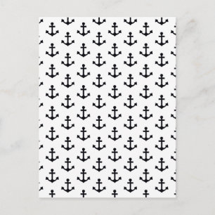 Carte Postale Ancres Motif Nautique noir blanc voile