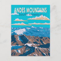 Andes Mounts Amérique du Sud Voyage Art Vintage