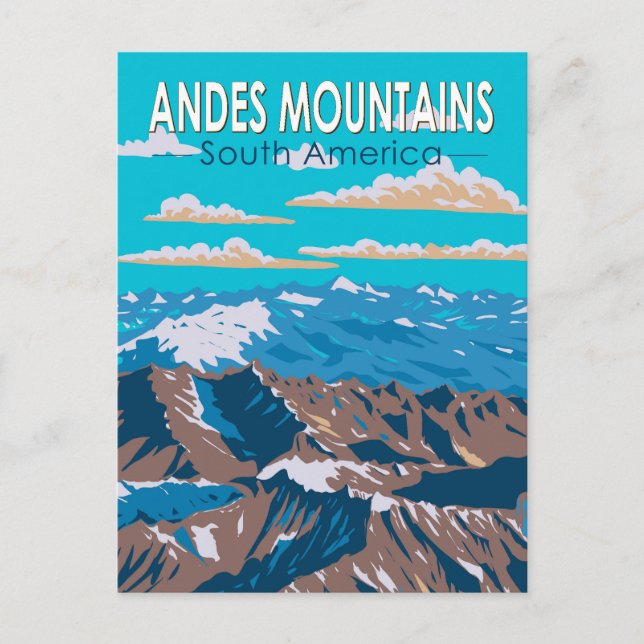 Carte Postale Andes Mounts Amérique du Sud Voyage Art Vintage (Devant)