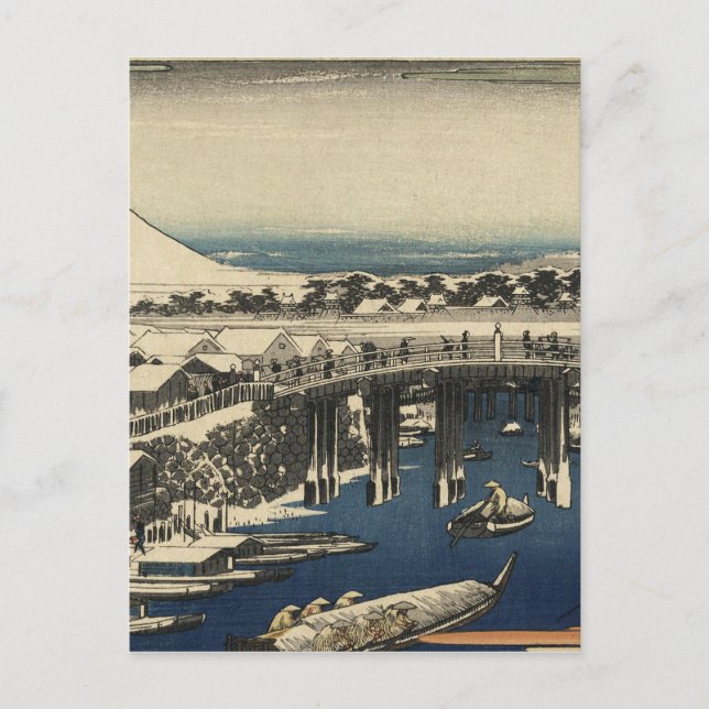 Carte Postale Ando Hiroshige - Nihonbashi, Éclaircie après la ne (Devant)