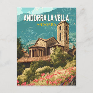 Carte Postale Andorra la Vella Travel Art Vintage