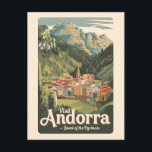 Carte Postale Andorre Illustration Voyage Art Vintage<br><div class="desc">Design d'art vectoriel Andorre. Andorre est une petite principauté indépendante située entre la France et l'Espagne dans les Pyrénées.</div>