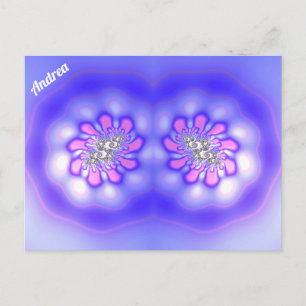 Carte Postale ANDREA ~ 3D Fractage Design ~ Rose Blue Mauve ~