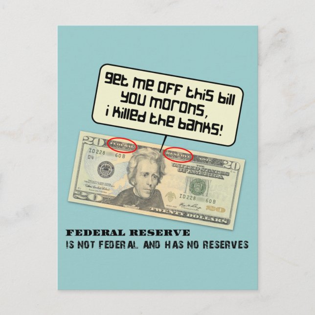 Carte Postale Andrew Jackson, j'ai tué les banques (Devant)