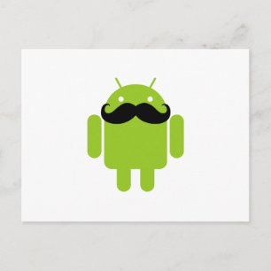 Carte Postale Android Robot Whimsache Style Mustache
