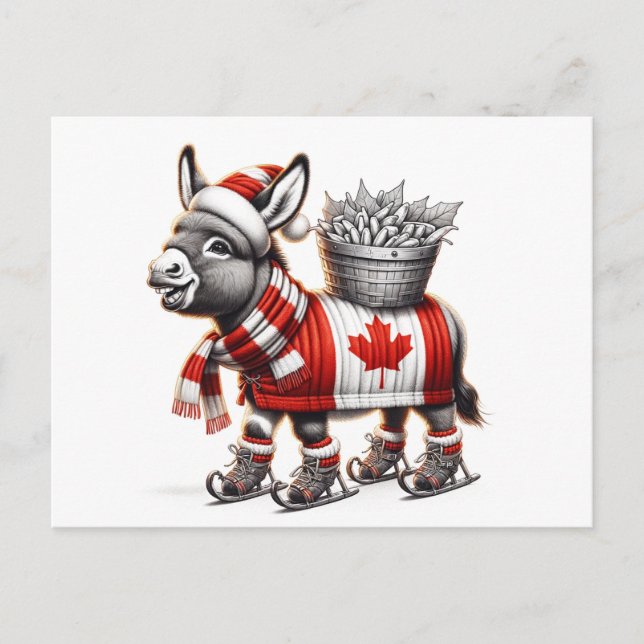 Carte Postale Âne adorable de patinage Canada (Devant)