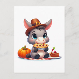 Carte Postale Âne sucré mange la tarte de Thanksgiving 