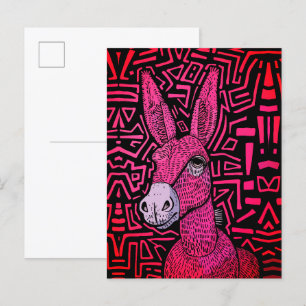Carte Postale Âne Tribal Néon – Art mural audacieux et psychédél