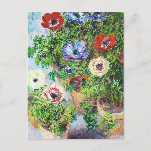Carte Postale Anémones dans Pot Claude Monet peinture à la fleur (Devant)