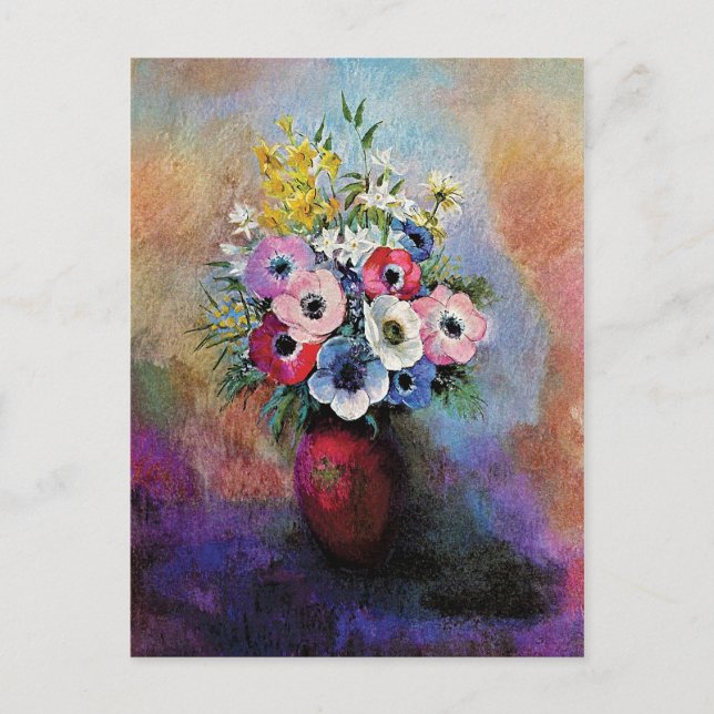 Carte Postale Anémones d'Odilon Redon - Symbolisme de l'art fin (Devant)