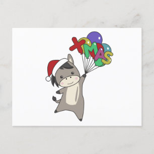 Carte Postale Ânes Ânes de Noël Animaux d'hiver