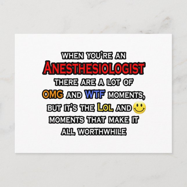 Carte Postale Anesthésiologiste ... OMG WTF LOL (Devant)