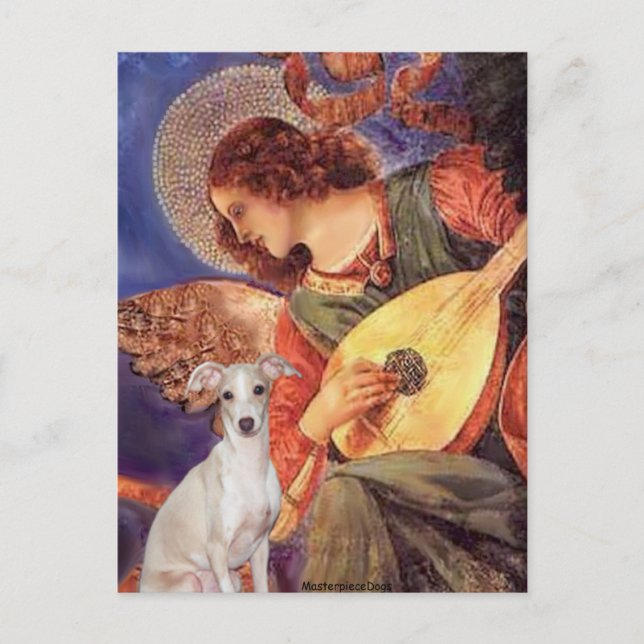 Carte Postale Ange à la mandoline - -Levrier Italien 7 (Devant)