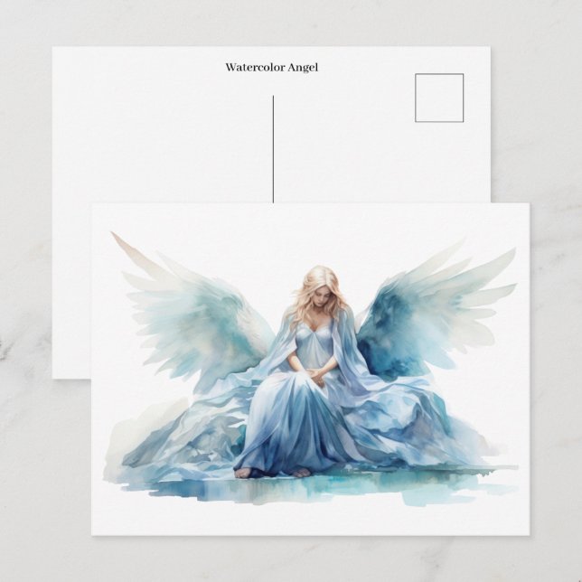 Carte Postale Ange à l'aquarelle  (Devant / Derrière)