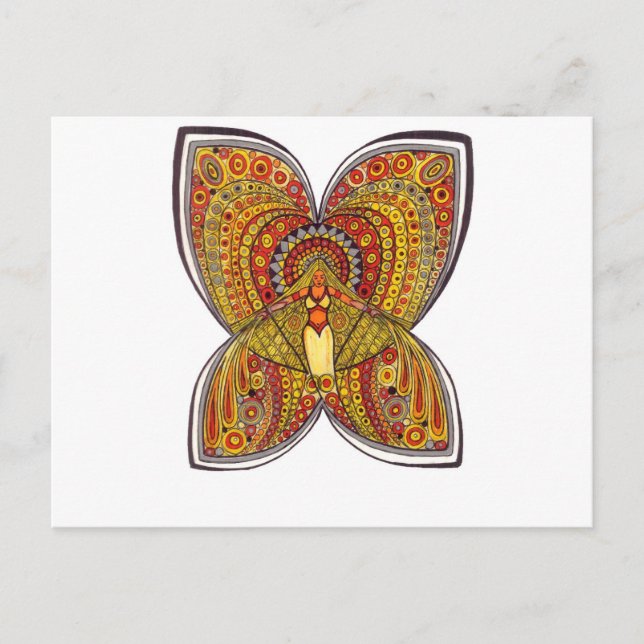 Carte Postale Ange à papillon jaune (Devant)