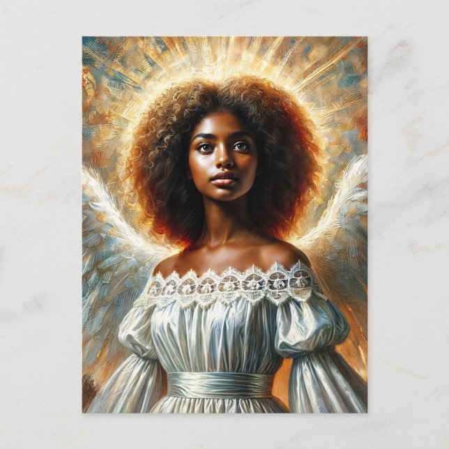Carte Postale Ange afro-américain avec halo (Devant)