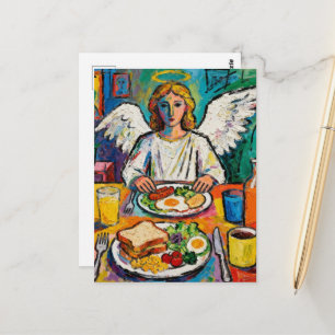 Carte Postale Ange au petit-déjeuner