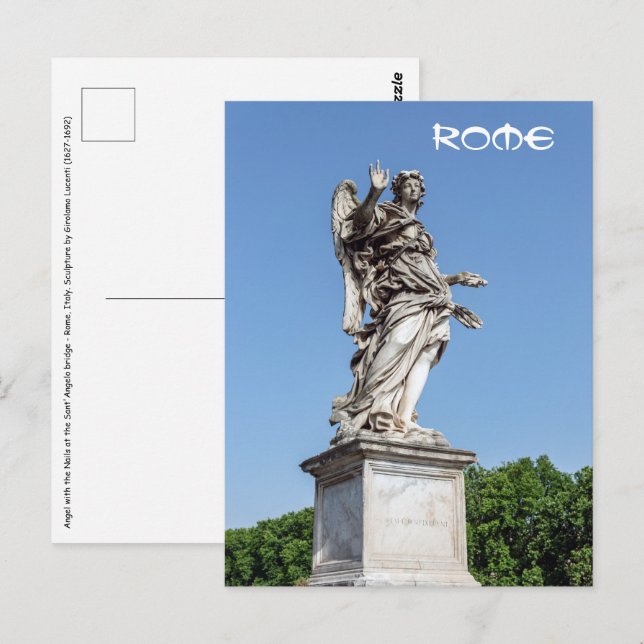 Carte Postale Ange aux clous du pont Sant'Angelo - Rome (Devant / Derrière)