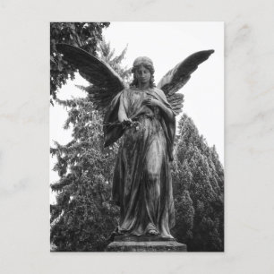 Carte Postale Ange Avec Ailes Étalées Tenant Une Fleur