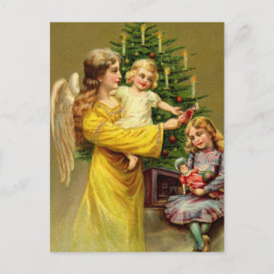 Carte Postale Ange avec enfants et arbre