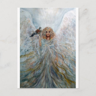 Carte Postale Ange avec faucon pour la bonne fortune