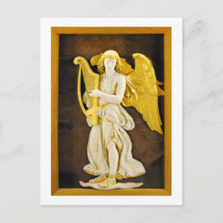 Carte Postale Ange avec Harpe d'or et ailes