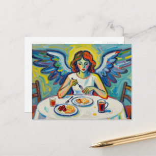 Carte Postale Ange Coloré au Petit Déjeuner